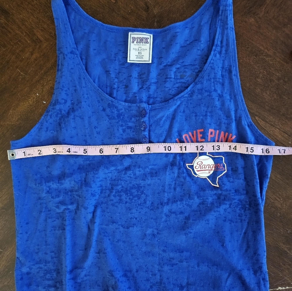 PINK Victoria's Secret XS Texas Rangers Cropped Blue Tank Top - Picture 5 of 9